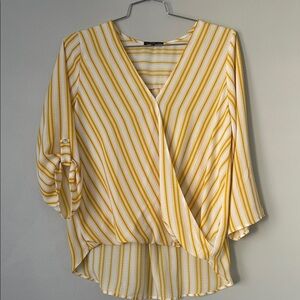 Yellow and White Striped Blouse